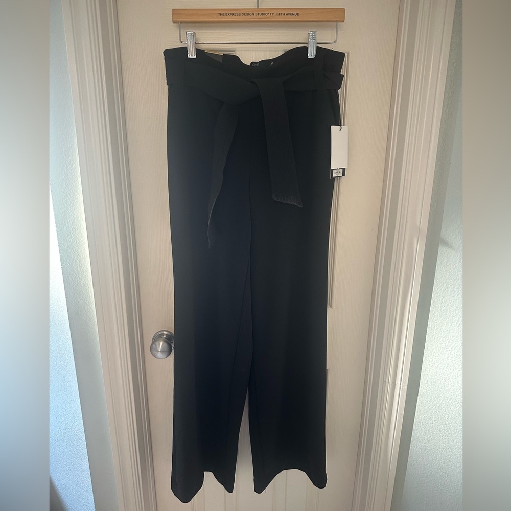 One 5 One High Rise Wide Leg Black Women's Pants, Medium